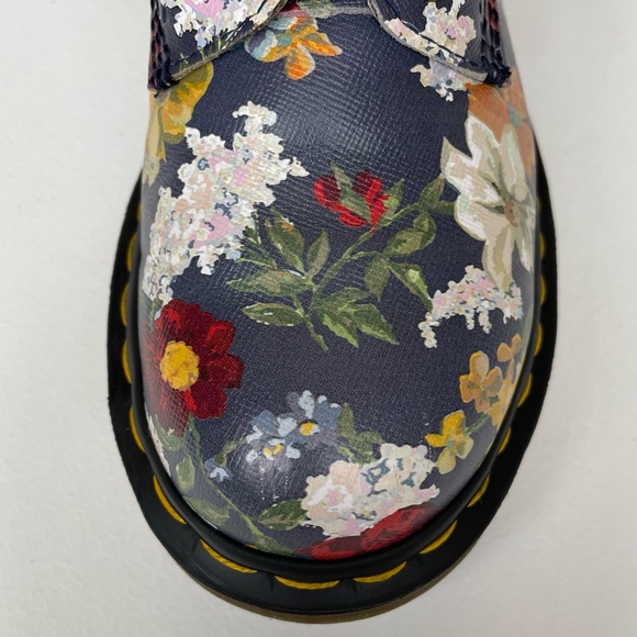 Dr. Martens 1460 Pascal Darcy Floral Print Navy Blue Leather Boho Boots UK 4 - Picture 9 of 17
